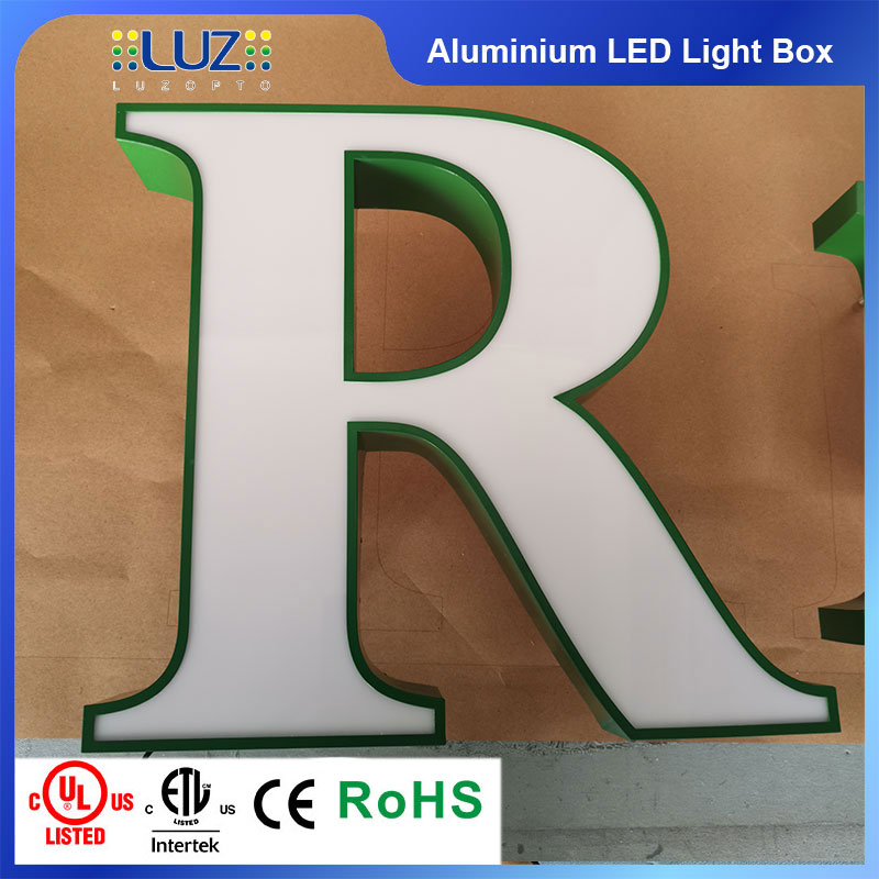High brightness illuminated front-lit 3D LED letter signs glowing white